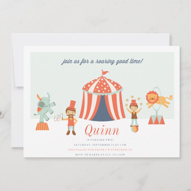 CARNIVAL CIRCUS KIDS BIRTHDAY INVITATION invite (Front)