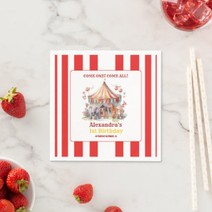 Carnival Circus Show & Animals Birthday  Napkin