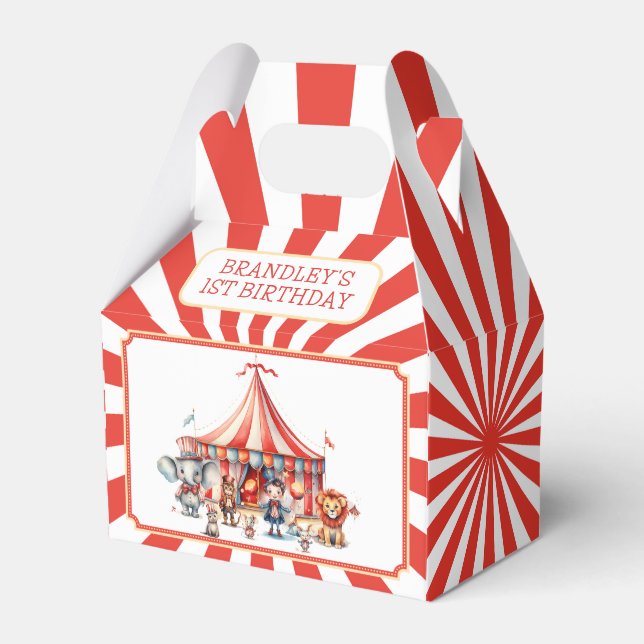 Carnival Circus Show & Animals Birthday Party Favour Box (Front Side)