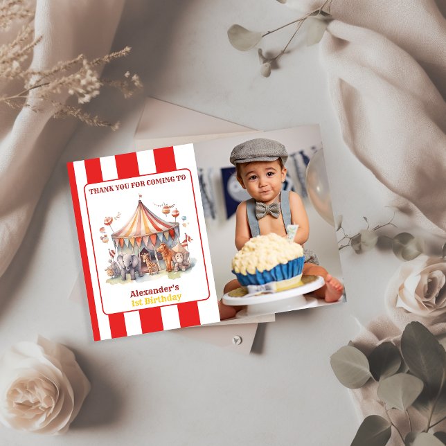 Carnival Circus Show & Animals Birthday  Thank You Card (Creator Uploaded)