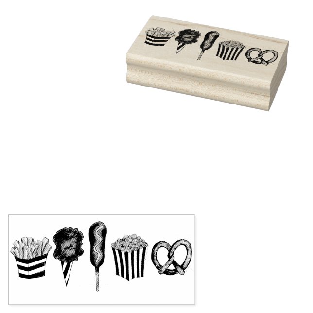 Carnival Circus State Fair Foods Birthday Party Rubber Stamp (Stamped)