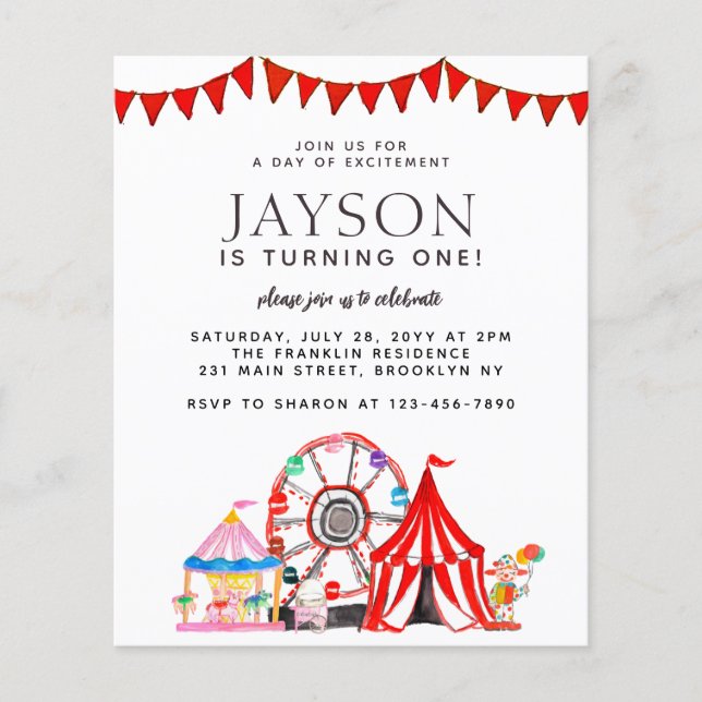 Carnival Circus Tent Ferris Wheel Party Birthday I (Front)