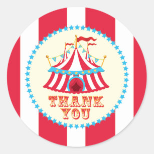 Carnival, Circus Tent, Thank You Sticker