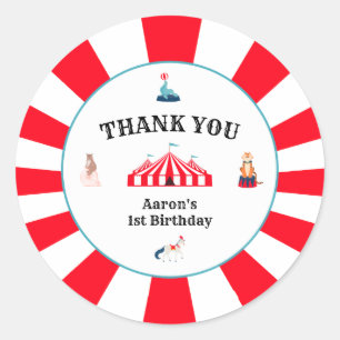 Carnival Circus Thank You Birthday Classic Round Classic Round Sticker