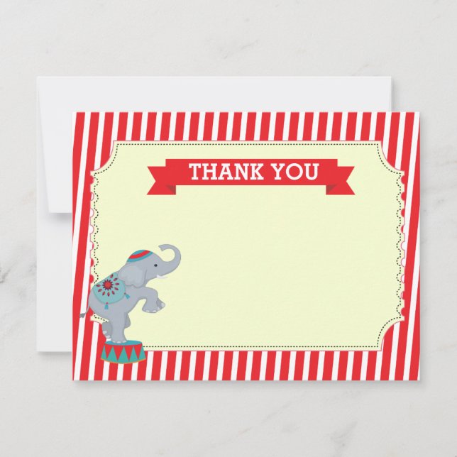 Carnival Circus Thank You Note Cards (Front)