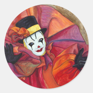 Carnival Clown Classic Round Sticker