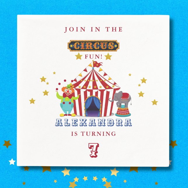 Carnival Come All Big Top Circus Birthday Napkin (Creator Uploaded)