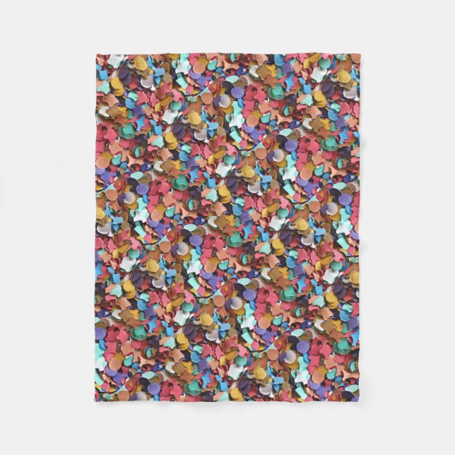 Carnival Confetti Colourful Paper Pieces Party Fun Fleece Blanket (Front)
