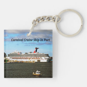 Carnival Cruise Ship docked at an exotic port Key Ring