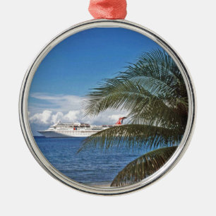 Carnival cruise ship docked at Grand Cayman Island Metal Tree Decoration