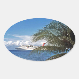 Carnival cruise ship docked at Grand Cayman Island Oval Sticker