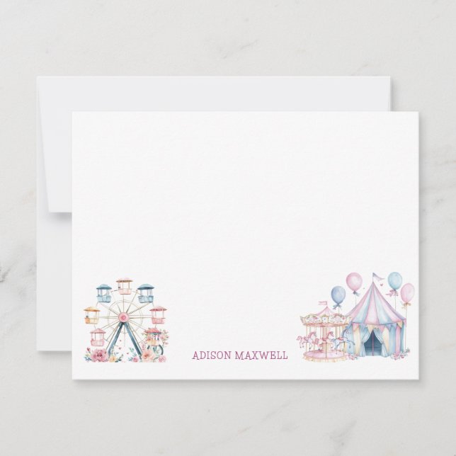 Carnival Cute Birthday Budget Thank You Card (Front)