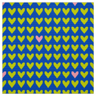 CARNIVAL - Cute Green Valentine Hearts on Mod Blue Fabric