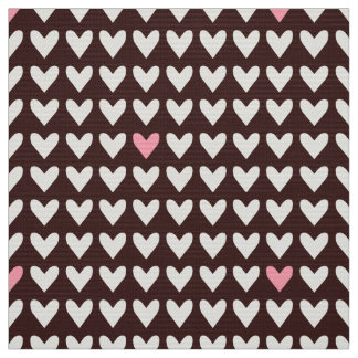 CARNIVAL - Cute Pink Valentine Hearts on Mod Brown Fabric