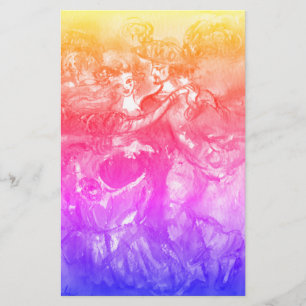 CARNIVAL DANCE Masquerade Dancers Pink Yellow Blue Stationery