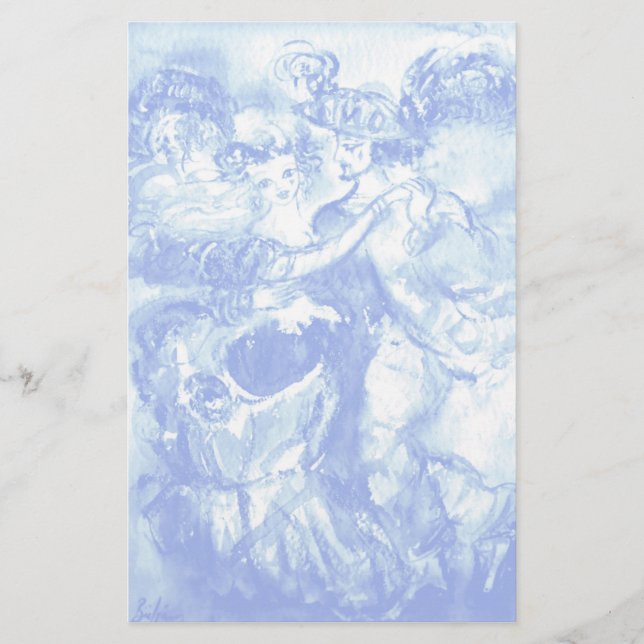 CARNIVAL DANCE ,soft blue white Stationery (Front)