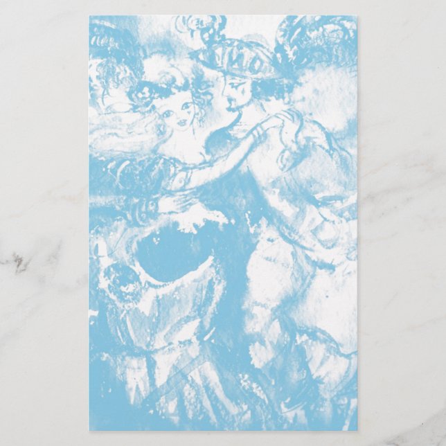 CARNIVAL DANCE ,soft blue white Stationery (Front)