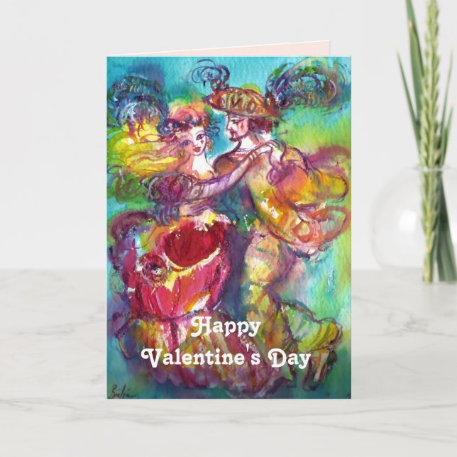 CARNIVAL DANCE Valentine's Day Red Heart Wax Seal Holiday Card (Front)