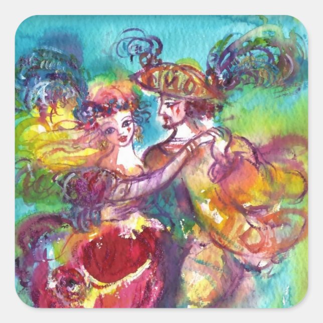 CARNIVAL DANCE Venetian Masquerade Ball Square Sticker (Front)