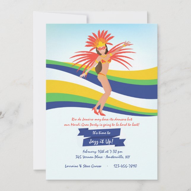 Carnival Dancer Mardi Gras Invitation (Front)