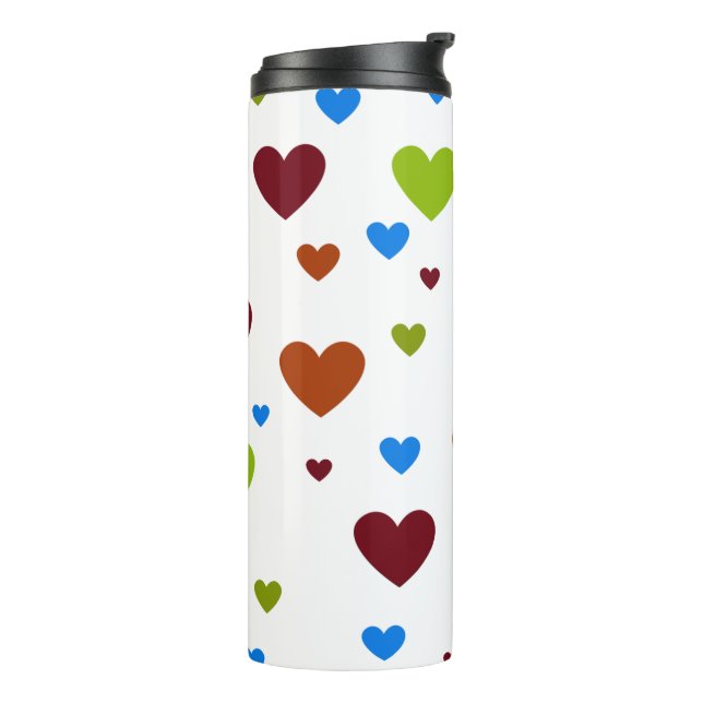 Carnival dancing hearts scattered thermal tumbler (Rotated Left)