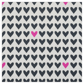 CARNIVAL - Dark Grey and Hot Pink Valentine Hearts Fabric