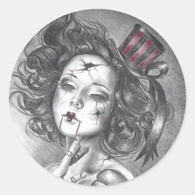 Carnival Doll Sticker Gothic Art Sticker (Front)