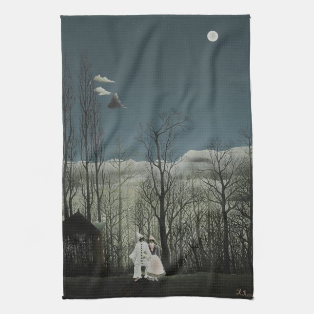 Carnival Evening, Henri Rousseau oil painting 1886 Tea Towel (Vertical)