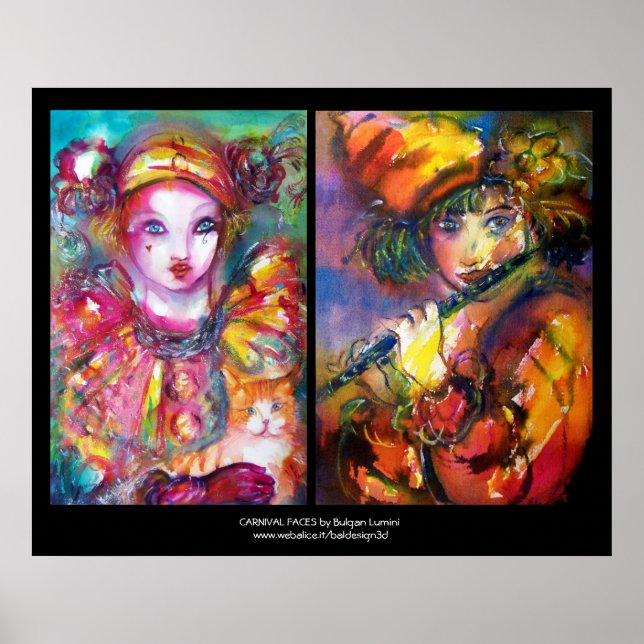 CARNIVAL FACES Venetian Masquerade ,Flautist Piero Poster (Front)