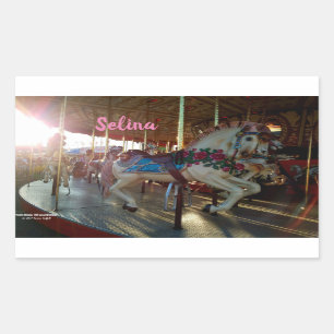 Carnival Fair Carousel Merry-Go-Roung Horse Rectangular Sticker