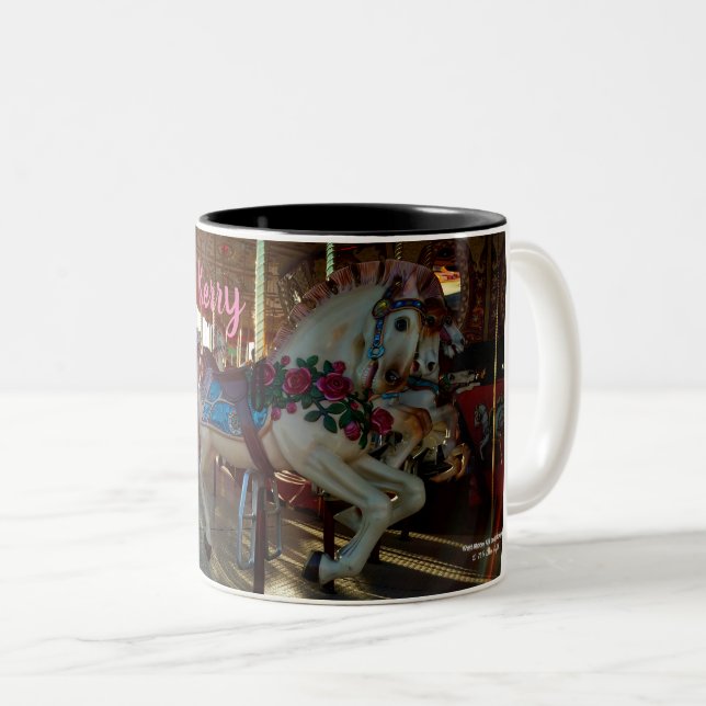 Carnival Fair Carousel Merry-Go-Roung Horse Two-Tone Coffee Mug (Front Right)