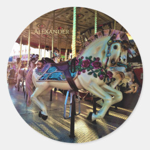 Carnival Fair Merry-Go-Round Carousel Horse Classic Round Sticker