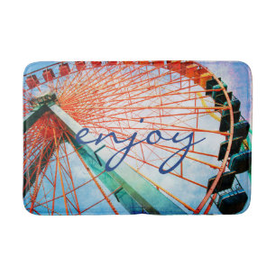 Carnival Ferris Wheel Photo Enjoy Script Quote Bath Mat