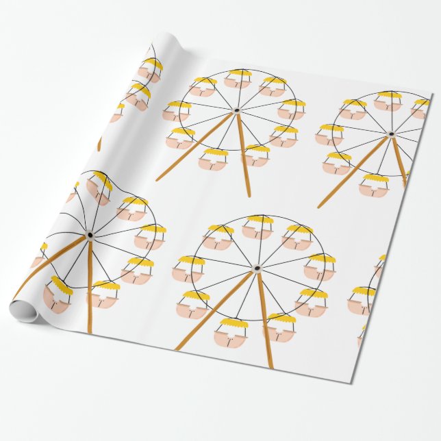 Carnival Ferris Wheel Wrapping Paper (Unrolled)