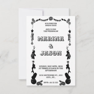 Carnival festival black and white save the date