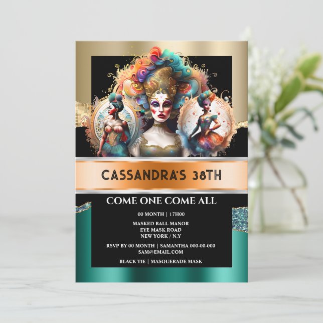 Carnival festival showgirls parade drag queens invitation (Standing Front)