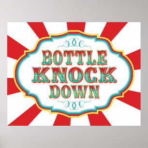 Carnival Game Sign Bottle Knock Down