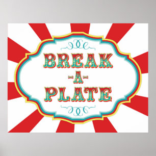 Carnival Game Sign Break a Plate