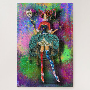 Carnival Girl Clown Joker Jigsaw Puzzle Painting