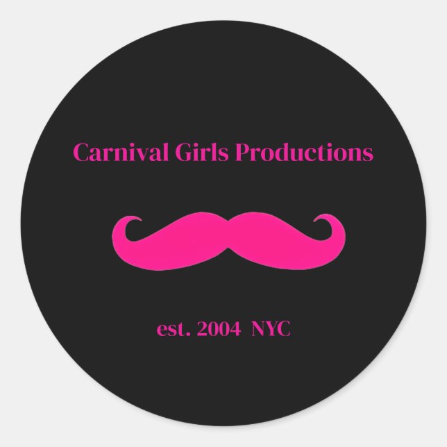 Carnival Girls Productions Mustache Classic Round Sticker (Front)