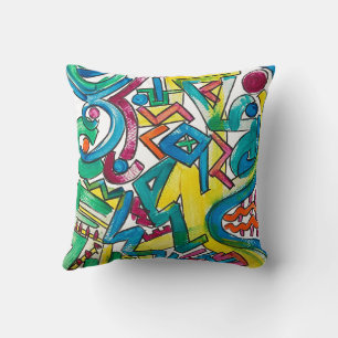 Carnival-Hand Painted Modern Geometric Art Cushion