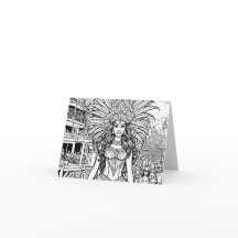 Carnival in Brazil Colouring Blank Note Card
