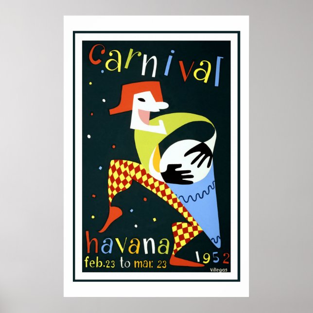 Carnival in Havana Vintage Travel Poster (Front)