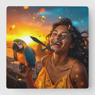 CARNIVAL IN RIO SQUARE WALL CLOCK