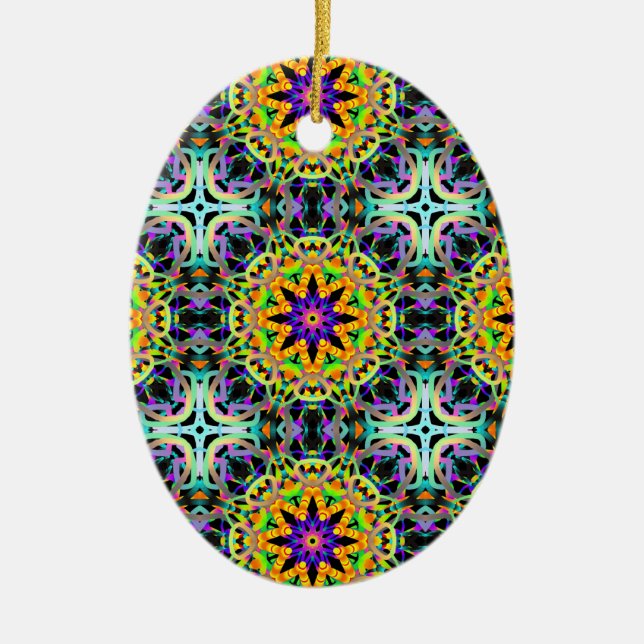 Carnival Kaleidoscope Ceramic Tree Decoration (Front)