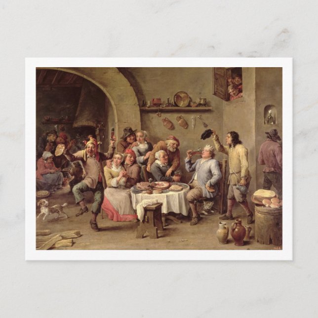 Carnival: 'Le Roi Boit', 1690 (oil on copper) Postcard (Front)