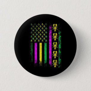 Carnival Mardi Gras Usa American Flag Crawfish Par 6 Cm Round Badge