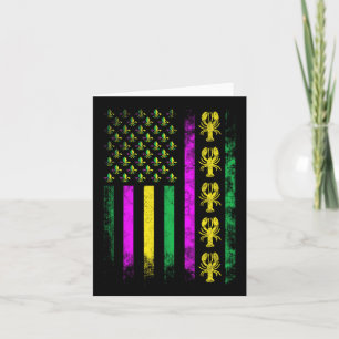 Carnival Mardi Gras Usa American Flag Crawfish Par Card