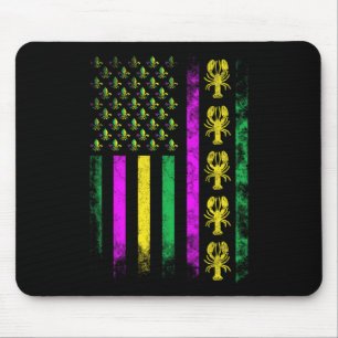 Carnival Mardi Gras Usa American Flag Crawfish Par Mouse Mat