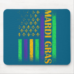Carnival mardi gras usa american flag fleur de lis mouse mat